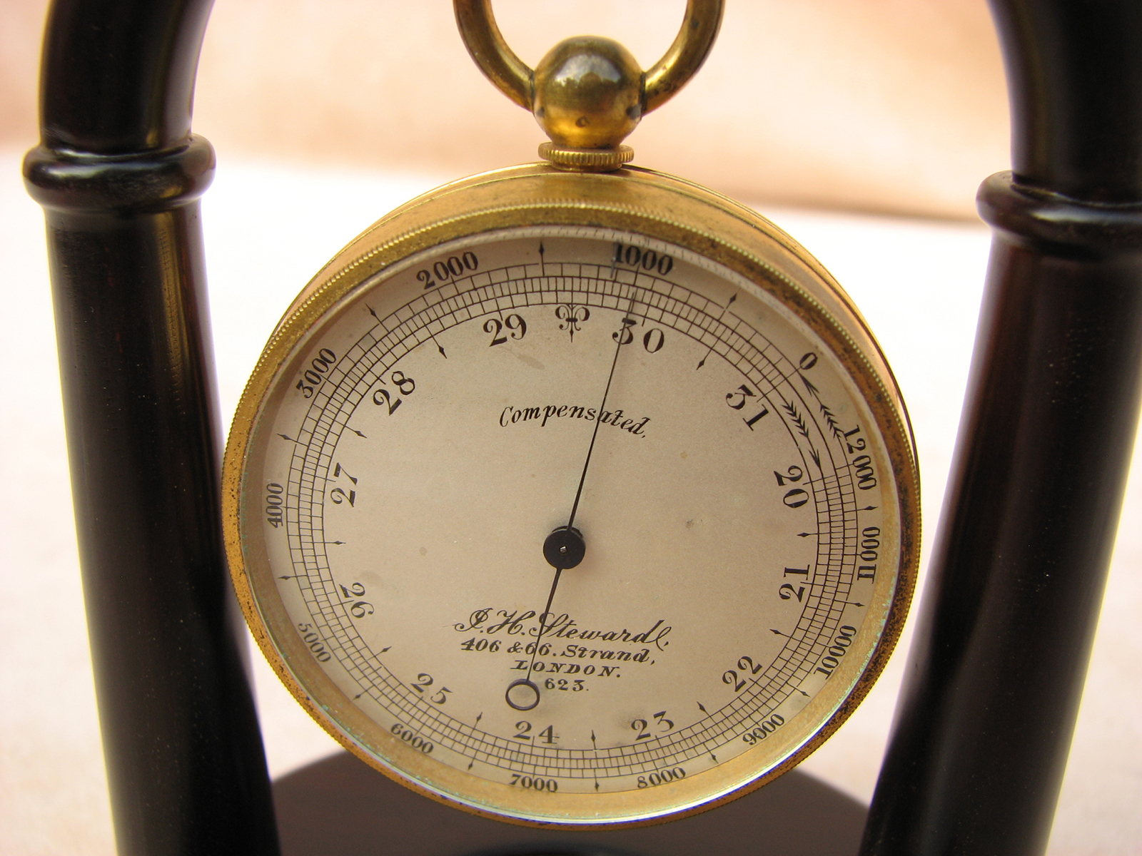 J H Steward pocket barometer/altimeter with Hillwood Stand circa 1880